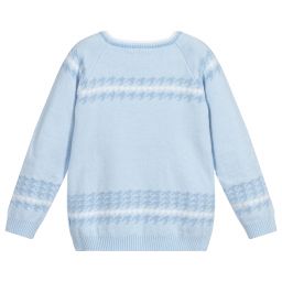 Tutto Piccolo-Boys Blue Houndstooth Sweater | Childrensalon Outlet
