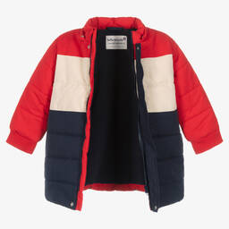 Tutto Piccolo-Boys Blue & Red Colourblock Puffer Coat | Childrensalon Outlet