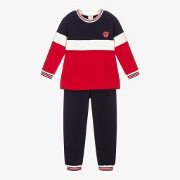 Tutto Piccolo-تراكسوت قطن جيرسي لون كحلي وأحمر للأولاد | Childrensalon Outlet