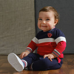 Tutto Piccolo-تراكسوت قطن جيرسي لون كحلي وأحمر للأولاد | Childrensalon Outlet