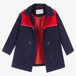 Tutto Piccolo-Boys Blue & Red Viscose Coat | Childrensalon Outlet