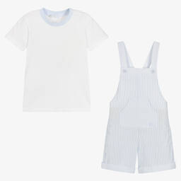 Tutto Piccolo-طقم دانغريز قطن مقلم لون أزرق وأبيض للأولاد | Childrensalon Outlet