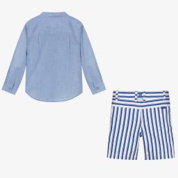 Tutto Piccolo-Boys Blue & White Shorts Set | Childrensalon Outlet