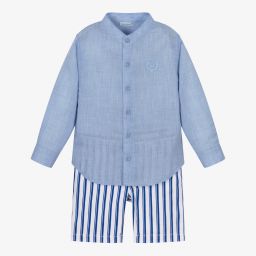 Tutto Piccolo-Boys Blue & White Shorts Set | Childrensalon Outlet
