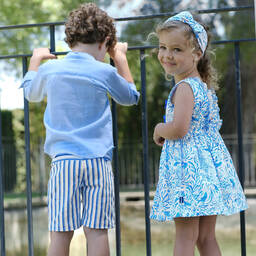 Tutto Piccolo-Boys Blue & White Shorts Set | Childrensalon Outlet