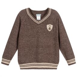 Tutto Piccolo-Boys Brown Logo Sweater | Childrensalon Outlet
