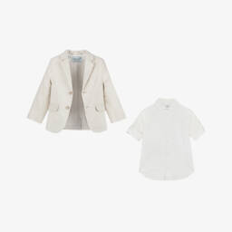 Tutto Piccolo-Boys Classic Beige Linen Suit Set | Childrensalon Outlet