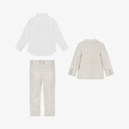 Tutto Piccolo-Boys Classic Beige Linen Suit Set | Childrensalon Outlet