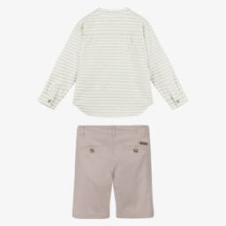 Tutto Piccolo-Boys Classic Ivory & Beige Shorts Ensemble | Childrensalon Outlet