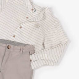 Tutto Piccolo-Boys Classic Ivory & Beige Shorts Ensemble | Childrensalon Outlet