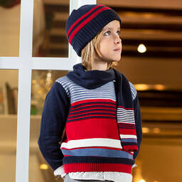 Tutto Piccolo-Boys Cotton Hat & Scarf Set | Childrensalon Outlet