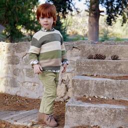 Tutto Piccolo-Boys Green Cotton Shirt & Trouser Set | Childrensalon Outlet