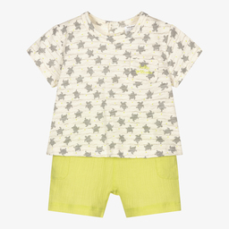 Tutto Piccolo-Футболка и зеленые шорты из хлопка для мальчиков | Childrensalon Outlet