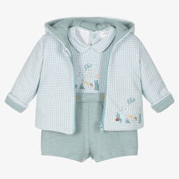 Tutto Piccolo-Boys Green Gingham Shorts Set | Childrensalon Outlet