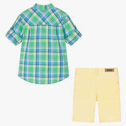 Tutto Piccolo-Boys Green Tartan Cotton Shorts Set | Childrensalon Outlet