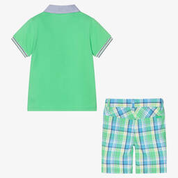 Tutto Piccolo-Boys Green Tartan Cotton Shorts Set | Childrensalon Outlet