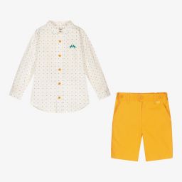 Tutto Piccolo-Boys Ivory & Yellow Shorts Set | Childrensalon Outlet