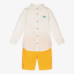 Tutto Piccolo-Boys Ivory & Yellow Shorts Set | Childrensalon Outlet