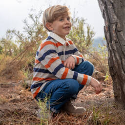 Tutto Piccolo-Boys Multi-Stripe Shirt and Jeans | Childrensalon Outlet
