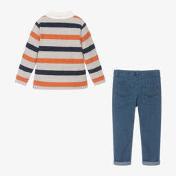 Tutto Piccolo-Boys Multi-Stripe Shirt and Jeans | Childrensalon Outlet