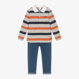 Tutto Piccolo-Boys Multi-Stripe Shirt and Jeans | Childrensalon Outlet