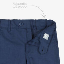 Tutto Piccolo-Boys Navy Blue Linen Shorts Suit | Childrensalon Outlet