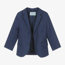 Tutto Piccolo-Boys Navy Blue Linen Shorts Suit | Childrensalon Outlet