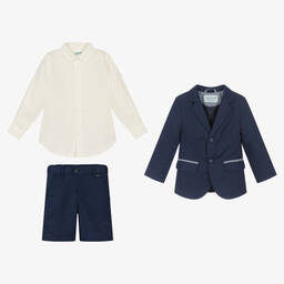 Tutto Piccolo-Синий льняной костюм для мальчиков | Childrensalon Outlet