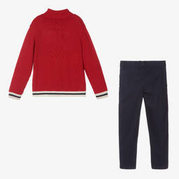 Tutto Piccolo-Красный топ и синие брюки для мальчиков | Childrensalon Outlet