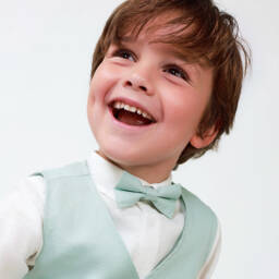 Tutto Piccolo-ربطة عنق ناعمة من مزيج الكتان الأخضر للأولاد | Childrensalon Outlet