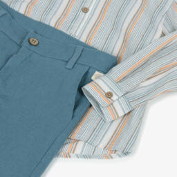 Tutto Piccolo-طقم شورت مخطط زاهي للأولاد | Childrensalon Outlet