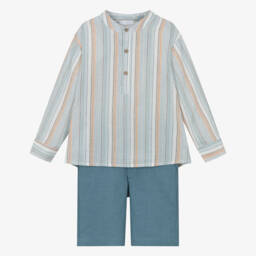 Tutto Piccolo-طقم شورت مخطط زاهي للأولاد | Childrensalon Outlet