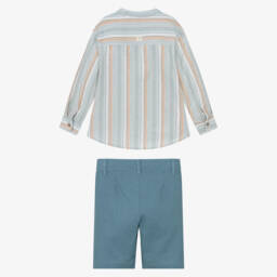 Tutto Piccolo-طقم شورت مخطط زاهي للأولاد | Childrensalon Outlet