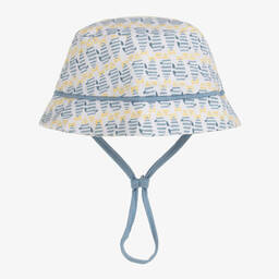 Tutto Piccolo-Boys White & Blue Cotton Sun Hat | Childrensalon Outlet