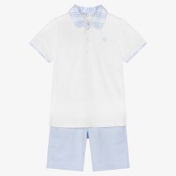 Tutto Piccolo-Boys White & Blue Shorts Set | Childrensalon Outlet