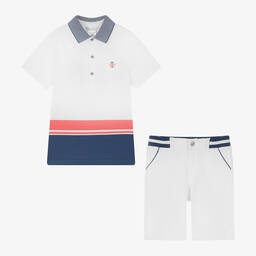 Tutto Piccolo-Boys White Embroidered Cotton Shorts Set | Childrensalon Outlet