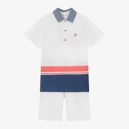 Tutto Piccolo-Boys White Embroidered Cotton Shorts Set | Childrensalon Outlet