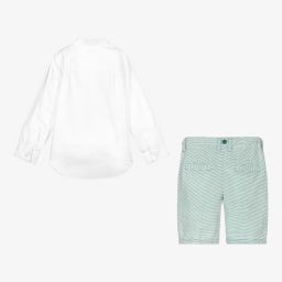 Tutto Piccolo-Boys White & Green Shorts Set | Childrensalon Outlet