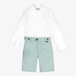 Tutto Piccolo-Boys White & Green Shorts Set | Childrensalon Outlet