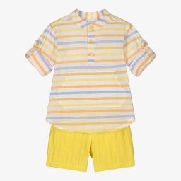 Tutto Piccolo-Boys Yellow Cotton Shorts Set | Childrensalon Outlet
