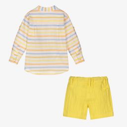 Tutto Piccolo-Boys Yellow Cotton Shorts Set | Childrensalon Outlet