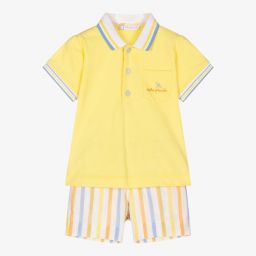 Tutto Piccolo-طقم شورت قطن لون أصفر للأولاد | Childrensalon Outlet