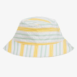 Tutto Piccolo-Boys Yellow & Green Striped Cotton Hat | Childrensalon Outlet