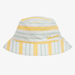 Tutto Piccolo-Boys Yellow & Green Striped Cotton Hat | Childrensalon Outlet