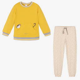 Tutto Piccolo-تراكسوت قطن لون أصفر وعاجي للأولاد | Childrensalon Outlet