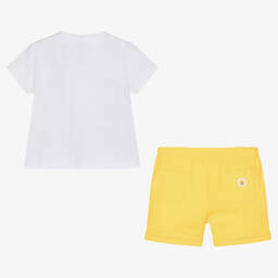 Tutto Piccolo-Boys Yellow Stripe Cotton Shorts Set | Childrensalon Outlet