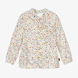 Tutto Piccolo-Бежевая блузка в цветочек для девочек | Childrensalon Outlet