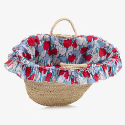 Tutto Piccolo-Girls Beige Floral Straw Bag (48cm) | Childrensalon Outlet