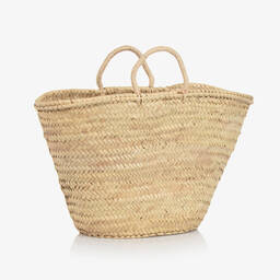 Tutto Piccolo-Girls Beige Floral Straw Bag (48cm) | Childrensalon Outlet
