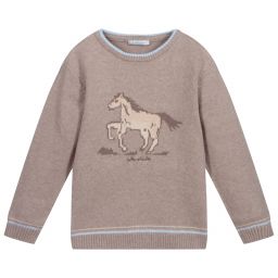 Tutto Piccolo-Girls Beige Knitted Jumper | Childrensalon Outlet